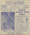 Programa do filme "Duas Vidas Por Uma" com a participação de Robert Cummings, Lisabeth Scott, Diana Lynn e Eve Arden.