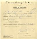 Registo de velocípede de marca Vilar, com o nº 7638, em nome de Armando João da Silva, morador em Belas.