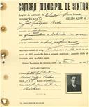 Registo de matricula de cocheiro profissional em nome de João Rodrigues Bicho, morador em Zibreira, com o nº de inscrição 853.