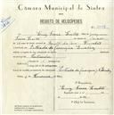 Registo de velocípede com o nº 5008, em nome de Luís Serra Leitão, morador em Estrada de Carenque, Queluz.