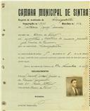 Registo de matricula de velocipedista em nome de António Jorge Marcos, morador em Covas de Ferro, com o nº de inscrição 1831.
