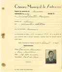 Registo de matricula de carroceiro em nome de Manuel Martins Henrique, morador no Cacém, com o nº de inscrição 1496.
