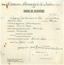 Registo de velocípede de marca Caravela, com o nº 4811, em nome de Joaquim José Bernardino da Silva, morador em Praia das Maçãs.