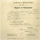 Registo de velocípede com o nº 2751, em nome de Armando dos Santos Peralta, morador em S. Pedro.