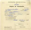 Registo de velocípede de marca Nacional, com o nº 3357, em nome de Américo Anastácio, morador em Catribana.