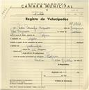 Registo de velocípede com o nº 3760, em nome de Pedro Policarpo Nogueira, morador em Tojeira.