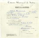 Registo de velocípede de marca Pombal, com o nº 8637, em nome de Alfredo Alves Domingos, morador em Ribeira de Sintra.