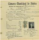 Registo de matricula de velocipedista em nome de Óscar Gonçalves Martins, morador no Pendão, com o nº de inscrição 732.