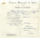 Registo de velocípede de marca Nacional, com o nº 8724, em nome de Eduardo Duarte Lourenço, morador em Amoreira.