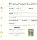 Registo de matricula de carroceiro em nome de Francisco José Parreira, morador no Linhó, com o nº de inscrição 1768.