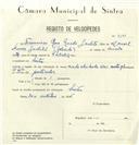 Registo de velocípede de marca Cuciolo, com o nº 8348, em nome de Francisco Rosa Rosado Garlito, morador em Sintra.
