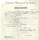 Registo de velocípede de marca Danúbio, com o nº 5744, em nome de Belmiro Antunes Rodrigues, morador em Idanha.