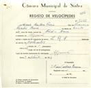 Registo de velocípede de marca L.R.S., com o nº 9245, em nome de Mário Cardoso Pereira, morador em Algueirão.