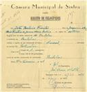 Registo de velocípede de marca Nacional, com o nº 6977, em nome de João Baleia Freitas, morador em Bulelas.