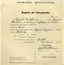 Registo de velocípede de marca Regina Imperial, com o nº 148, em nome de Ângelo Bartolomeu, morador em Linhó.
