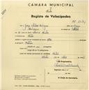 Registo de velocípede de marca Star, com o nº 2471, em nome de Jorge António Rodrigues, morador em Sintra.