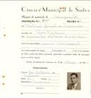 Registo de matricula de velocipedista em nome de António Jacinto de Figueiredo, morador em Pero Pinheiro, com o nº de inscrição 6455.