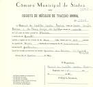 Registo de um veiculo de duas rodas tirado por um animal de espécie muar destinado a transporte de mercadorias em nome de Manuel de Castilho Correia Pereira, morador na Barata.