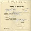 Registo de velocípede de marca Olympique, com o nº 3586, em nome de Domingos Cristovão, morador em Arneiro da Arreganha.