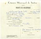 Registo de velocípede com o nº 8560, em nome de José Maurício dos Santos Brito, morador em Sintra.