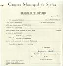 Registo de velocípede de marca Mota, com o nº 8249, em nome de Joaquim Carlos, morador em Codiceira.