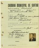 Registo de matricula de velocipedista em nome de José António Mendes Leal, morador em Queluz, com o nº de inscrição 1759.