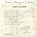 Registo de velocípede com o nº 5113, em nome de Alfredo Jorge Adão, morador em Priores, Almargem do Bispo.