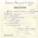 Registo de velocípede com o nº 5618, em nome de Claudino Tavares de Aguiar, morador em Algueirão.