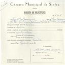 Registo de velocípede com o nº 5755, em nome de Alfredo José Marques, morador em Sintra.