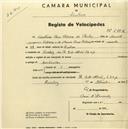 Registo de velocípede com o nº 2202, em nome de Cesaltina Rosa Ribeiro da Rocha, moradora em Rua 9 de Abril nº 23 r/c, Queluz.