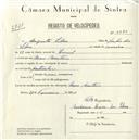 Registo de velocípede com o nº 5088, em nome de Augusto Silva, morador em Mem Martins.