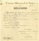 Registo de velocípede com o nº 7079, em nome de Fernando de Jesus Pereira, morador em Serradas.