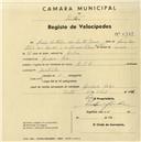 Registo de velocípede com o nº 5189, em nome de Luís António dos Santos Júnior, morador em Machado, Belas.