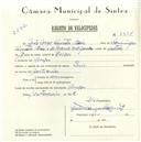 Registo de velocípede de marca Paris, com o nº 5634, em nome de João Jorge Simões Brás, morador em Anços.