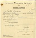 Registo de velocípede de marca Nacional, com o nº 7807, em nome de Justino Fernandes, morador em Sintra.