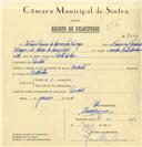 Registo de velocípede com o nº 7447, em nome de António Pereira da Conceição Vinagre, morador em Pendão.