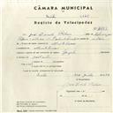 Registo de velocípede de marca Gazela, com o nº 4332, em nome de José Duarte Pedroso, morador em Montelavar.