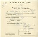 Registo de velocípede de marca Olga, com o nº 3105, em nome de António Pedro de Figueiredo, morador em Vila Verde.