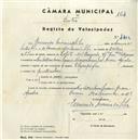 Registo de velocípede de marca Olympique, com o nº 4452, em nome de Fernando Moreira da Silva, morador em Rua António Nunes Sequeira, Cacém.