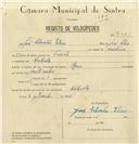 Registo de velocípede de marca Raio, com o nº 7963, em nome de José Silvestre Elios, morador em Cabrela.
