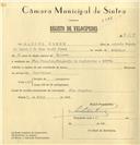 Registo de velocípede com o nº 8118, em nome de Manuel Gomes, morador em Pero Pinheiro.