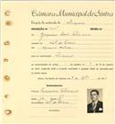 Registo de matricula de velocipedista em nome de Joaquim Rosa Feliciano, morador em Vale de Lobos, com o nº de inscrição 7105.