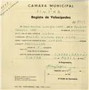 Registo de velocípede de marca Condor, com o nº 2455, em nome de Marie Manuela Clinton Carp, moradora em vivenda Bela Vista - Banzão.