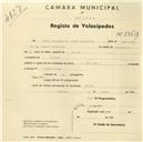 Registo de velocípede com o nº 2469, em nome de José Joaquim da Costa Caldeira, morador em Belas.