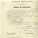 Registo de velocípede de marca Saltley, com o nº 1952, em nome de Fausto Nunes Landeiro, morador em Casa do Pinhal., Banzão.