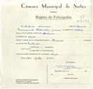Registo de velocípede de marca Olimpique, com o nº 9093, em nome de António Lourenço, morador em Anços.