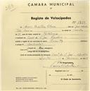 Registo de velocípede de marca Zenith, com o nº 1250, em nome de Maria Perpétua Ribeiro, moradora em Casal de S. José, Agualva.