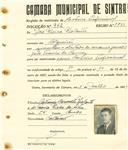 Registo de matricula de cocheiro profissional em nome de José Vieira Violante, morador no Algueirão, com o nº de inscrição 962.