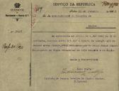 Ofício do Tenente Coronel do Distrito de Recrutamento e Reserva nº 1, João de Passos Pereira de Castro Júnior, ao Administrador do Concelho de Sintra, enviando o titulo de isenção de Manuel Alves Júnior, de Almargem do Bispo.