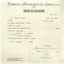 Registo de velocípede com o nº 4687, em nome de Manuel de Paiva, morador em Queluz.